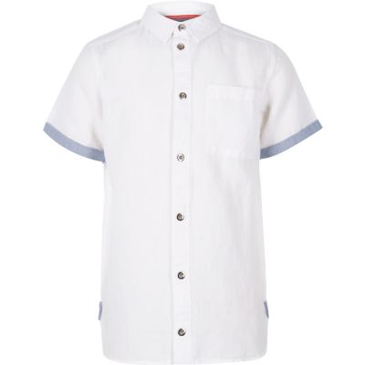 Boys white linen short sleeve shirt